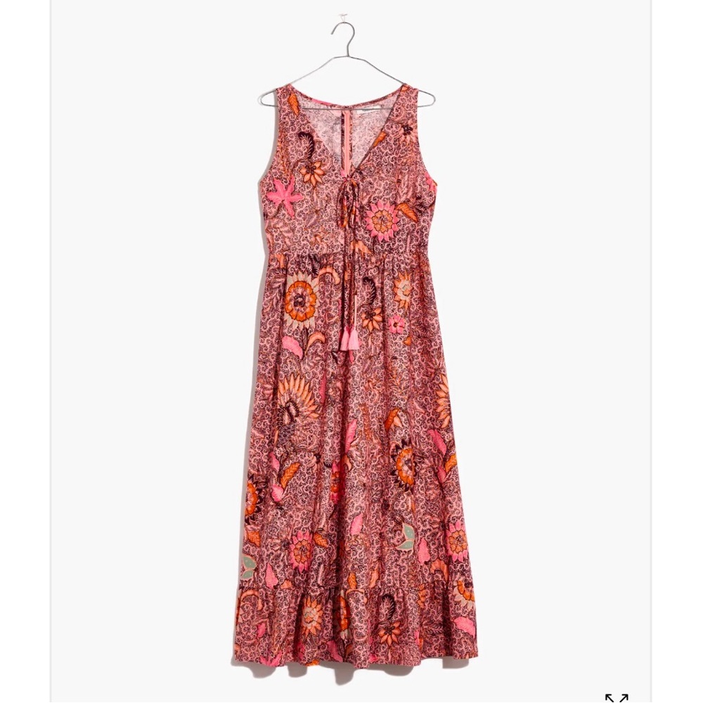 Madewell Lace Up Ruffle Hem Midi Dress in Bali